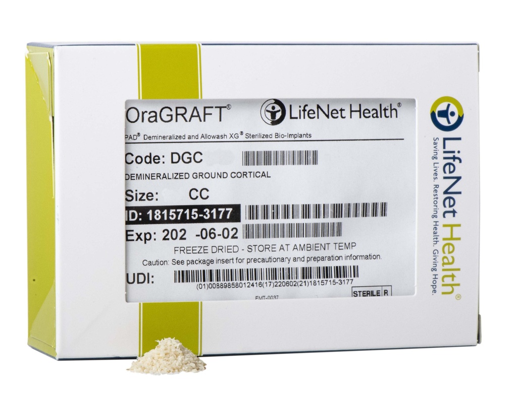 OraGraft - Cortical PAD® Demineralized, 0.25-0.71mm / 2.50cc