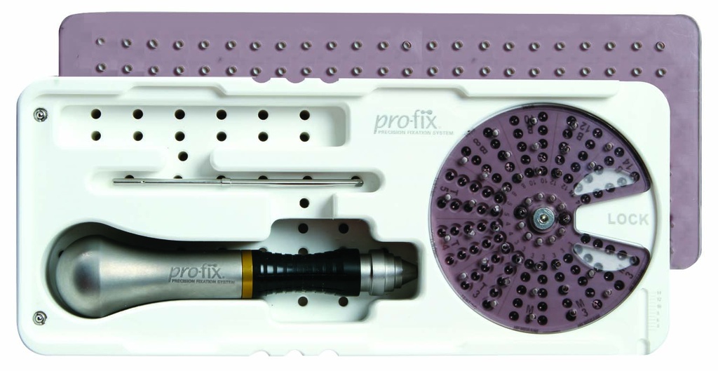 Kit met alle instrumentatie en 12 Bone Fixation Screws